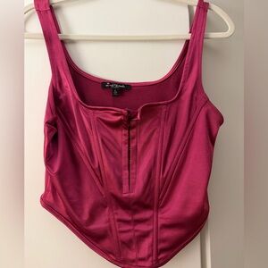 Windsor Magenta Corset-Style Satin Tank